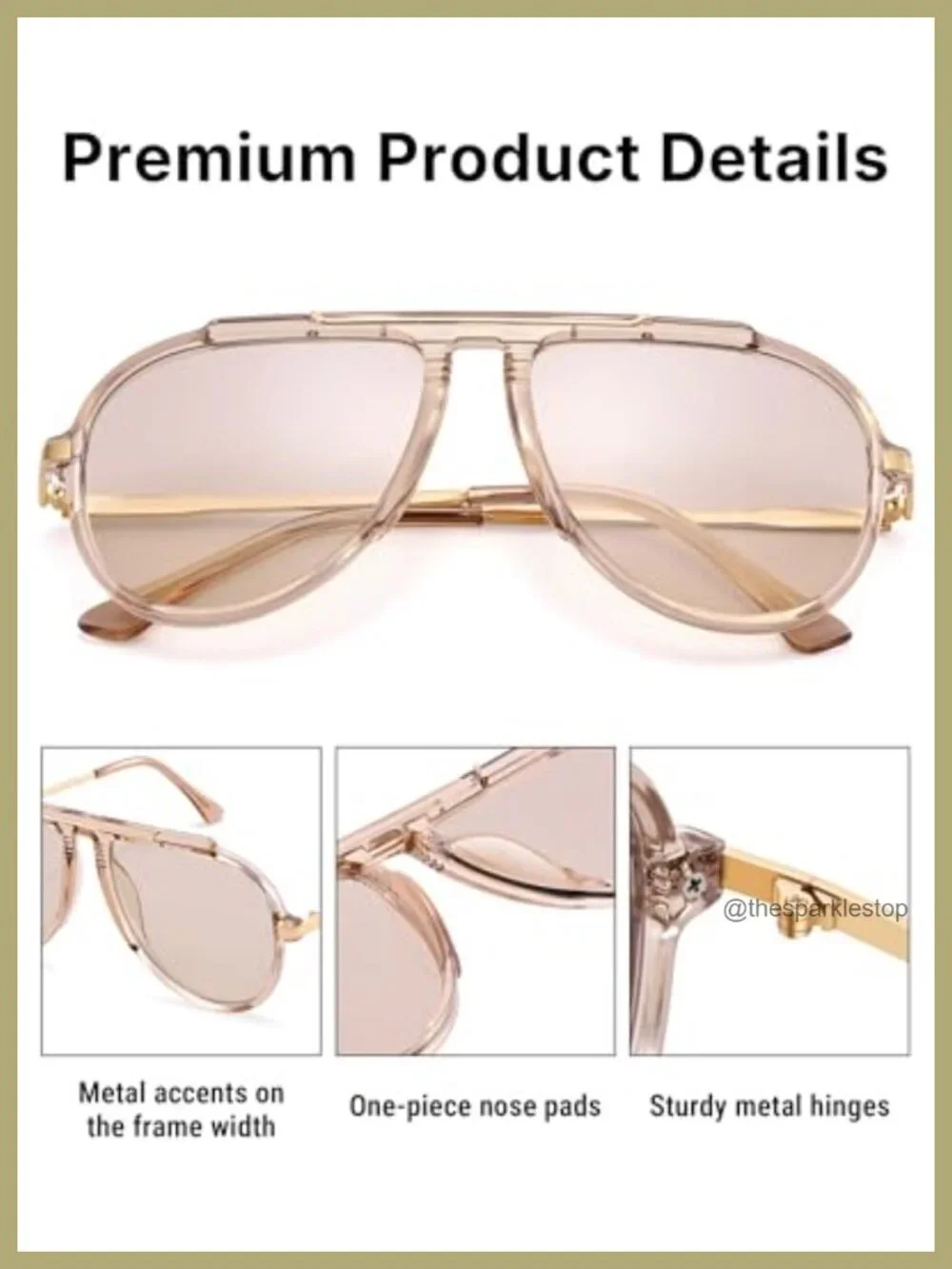 Oversized Aviator Sunglasses 70s Retro UV400 Protection